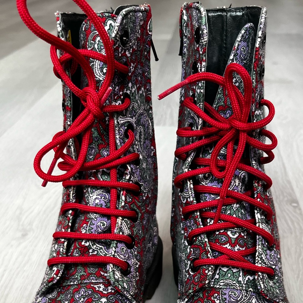 Y’s YOSHI YAMAMOTO DR MARTEN LEATHER PAISLEY COMBAT BOOTS COACHELLA FESTIVAL 7.5 - Picture 7 of 8